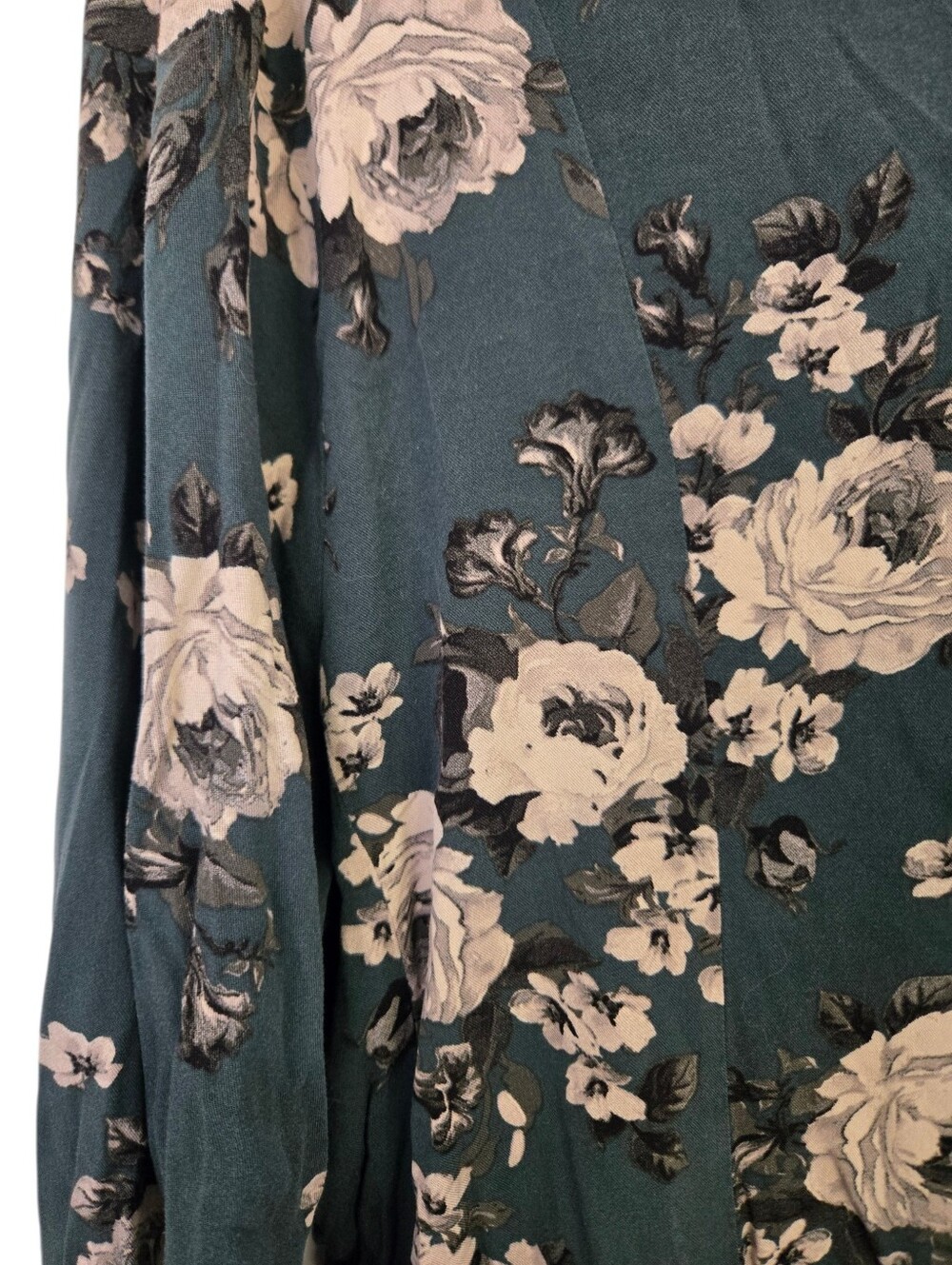 🌿 Torrid Floral Hi-Low Blouse | Size 3 (3X) | Dark Green Boho Button Front Top - Picture 6 of 6